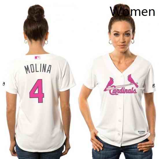 Womens Majestic St Louis Cardinals 4 Yadier Molina Authentic White Mothers Day Cool Base MLB Jersey